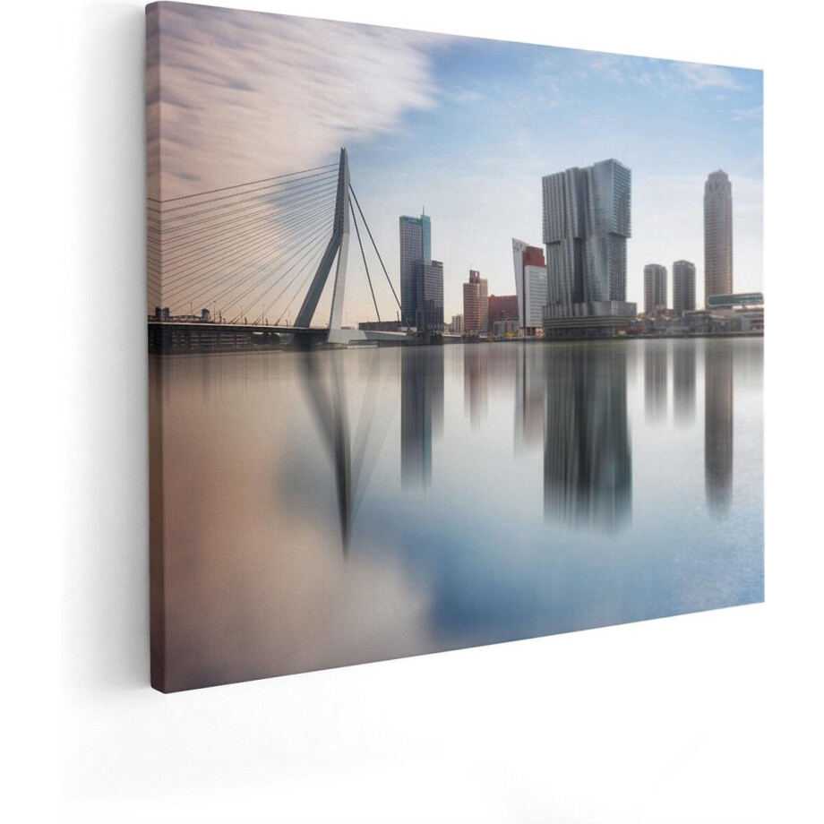 Artaza Canvas Schilderij Rotterdamse Skyline Met De Erasmusbrug  - 50x40 - Foto Op Canvas - Canvas Print afbeelding 1