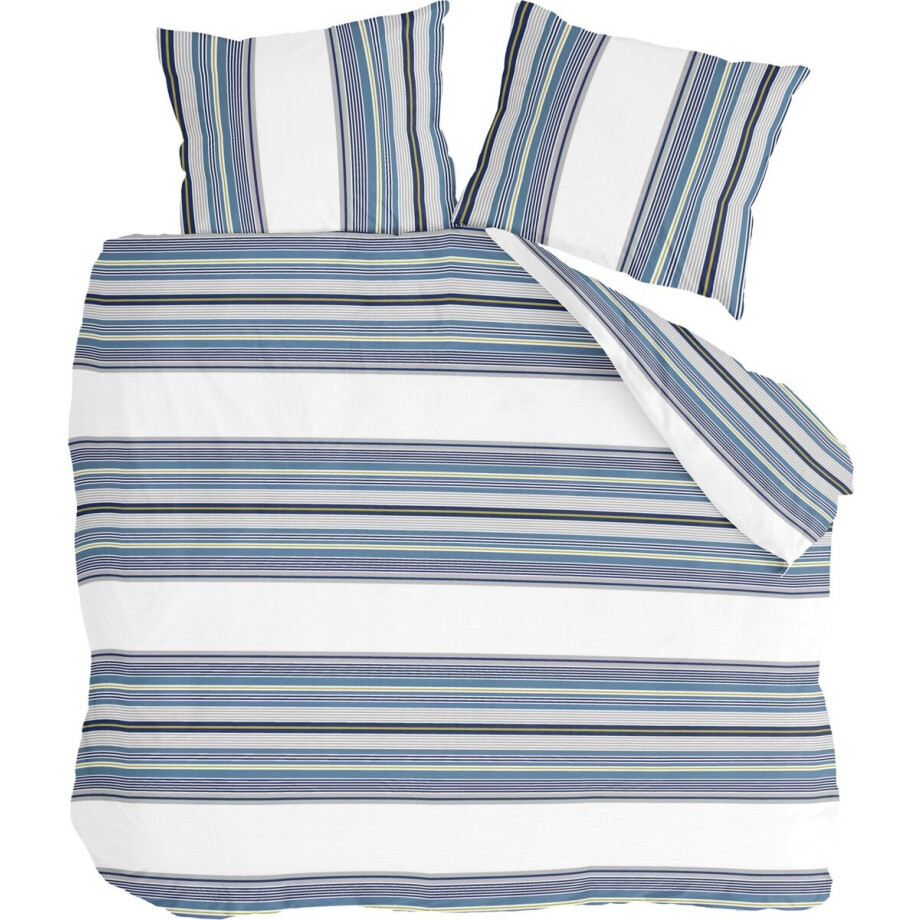 Byrklund Dekbedovertrek Two Ways - 240x220 - 100% Katoen - Wit / Blauw afbeelding 1