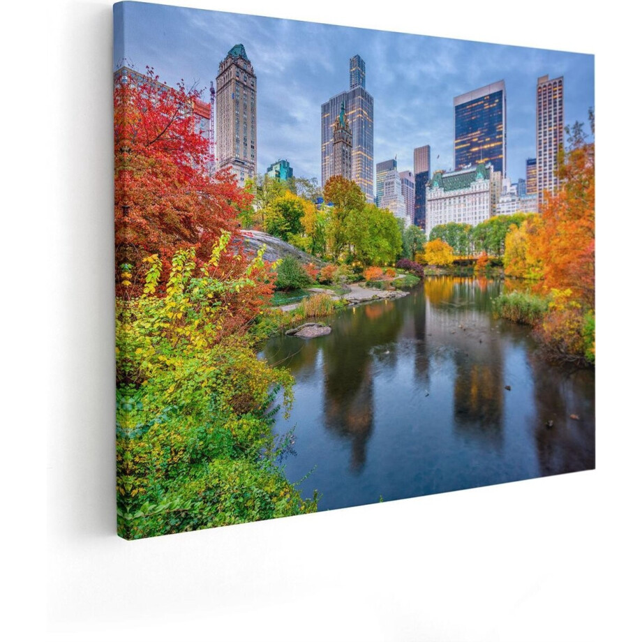 Artaza Canvas Schilderij Central Park - 50x40 cm - Wanddecoratie Herfst - Muurdecoratie New York Skyline - Kamer Accessoires Woonkamer afbeelding 1