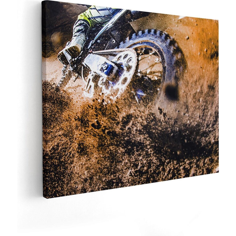 Artaza Canvas Schilderij Motorcross Wiel Met Modder - 50x40 - Foto Op Canvas - Canvas Print afbeelding 1