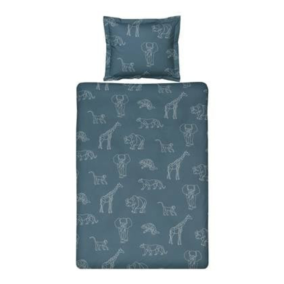 Vandyck Safari Kids Kinderdekbedovertrek 120 x 150 cm - Vintage Blue afbeelding 1