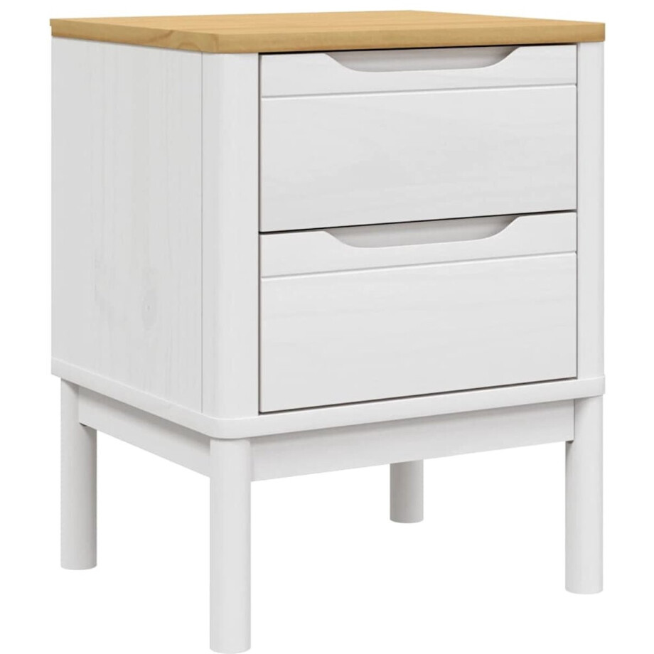 vidaXL - Nachtkastje - 45x39x57 - cm - massief - grenenhout - wit afbeelding 1