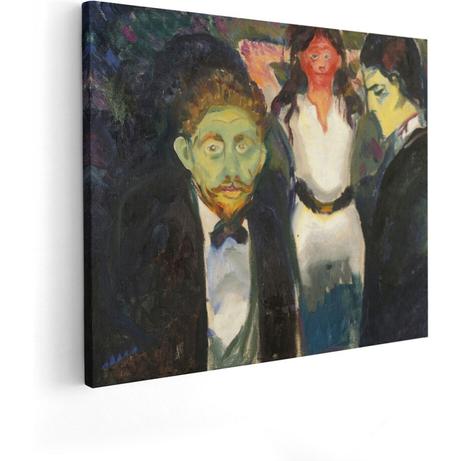 Artaza Canvas Schilderij Jaloezie Munch - 100x80 cm - Groot - Wanddecoratie Expressionisme - Muurdecoratie Portret - Schilderijen Op Canvas Abstract afbeelding 1