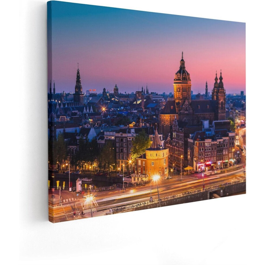 Artaza Canvas Schilderij Amsterdam Skyline Bij Zonsondergang - 50x40 - Foto Op Canvas - Canvas Print Artaza Canvas Schilderij Amsterdam Skyline Bij Zonsondergang - 50x40 - Foto Op Canvas - Canvas Print afbeelding 1