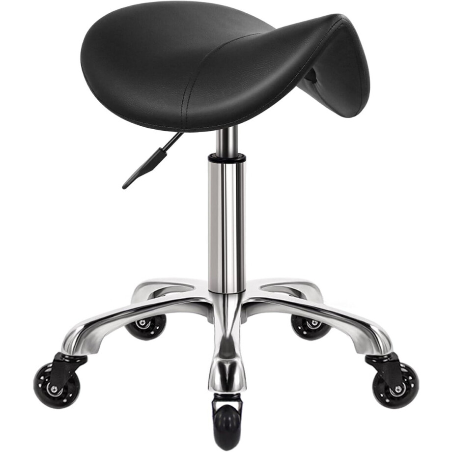 White-Label® Zadelkruk op Wielen - Kapperskruk Ergonomisch - Tabouret afbeelding 1