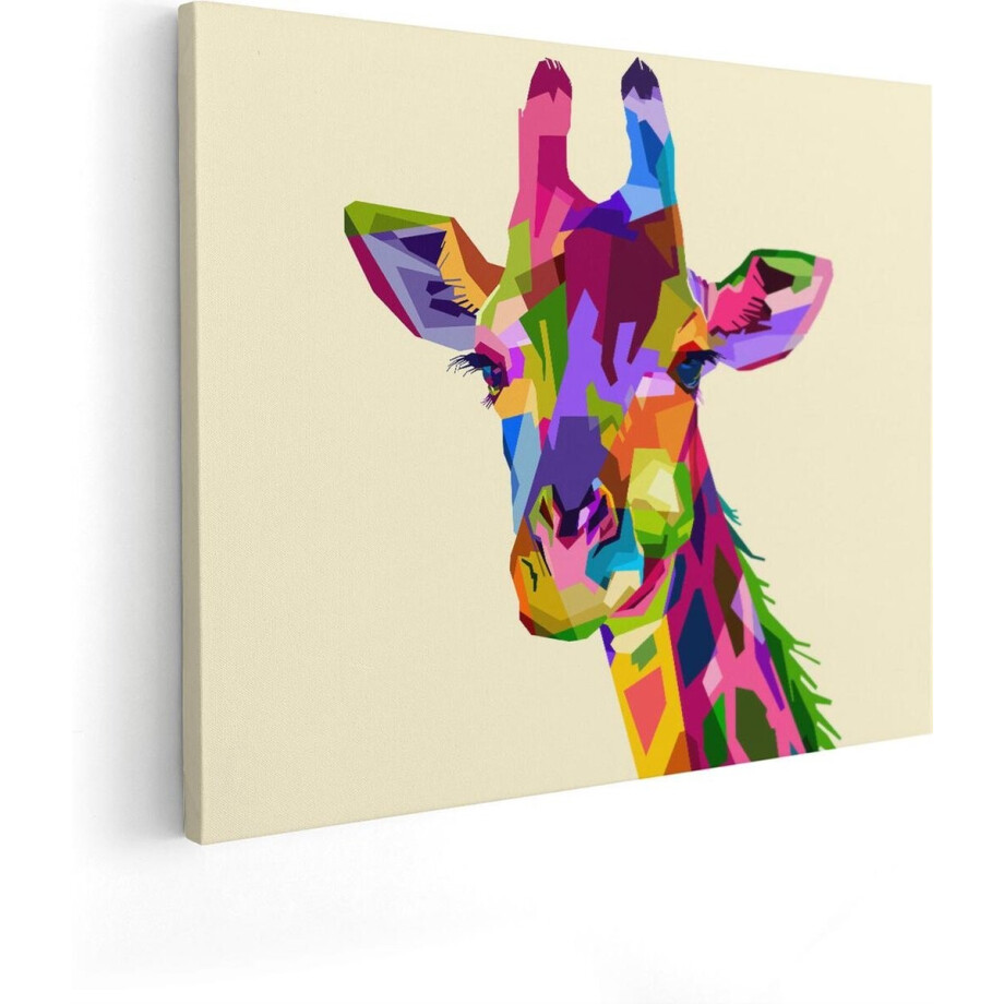 Artaza Canvas Schilderij Kleurrijke Giraffe - Abstract - 100x80 - Groot - Foto Op Canvas - Canvas Print afbeelding 1