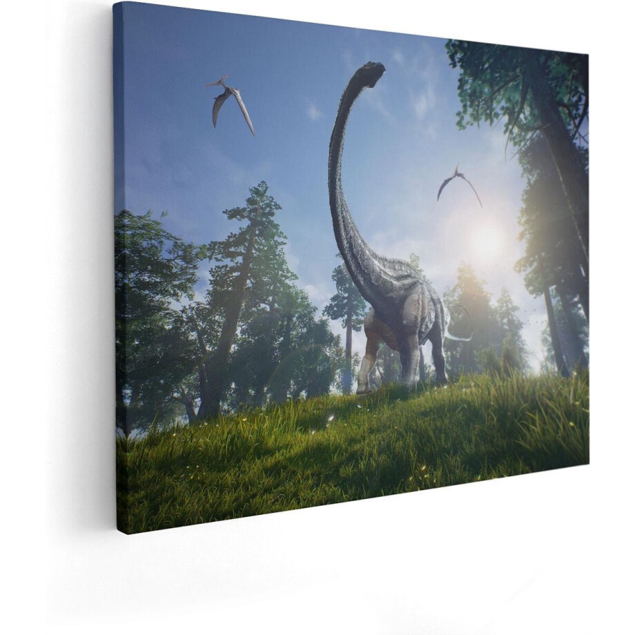 Artaza Canvas Schilderij Diplodocus Dinosauriër in het Bos - 100x80 - Groot - Foto Op Canvas - Canvas Print afbeelding 1