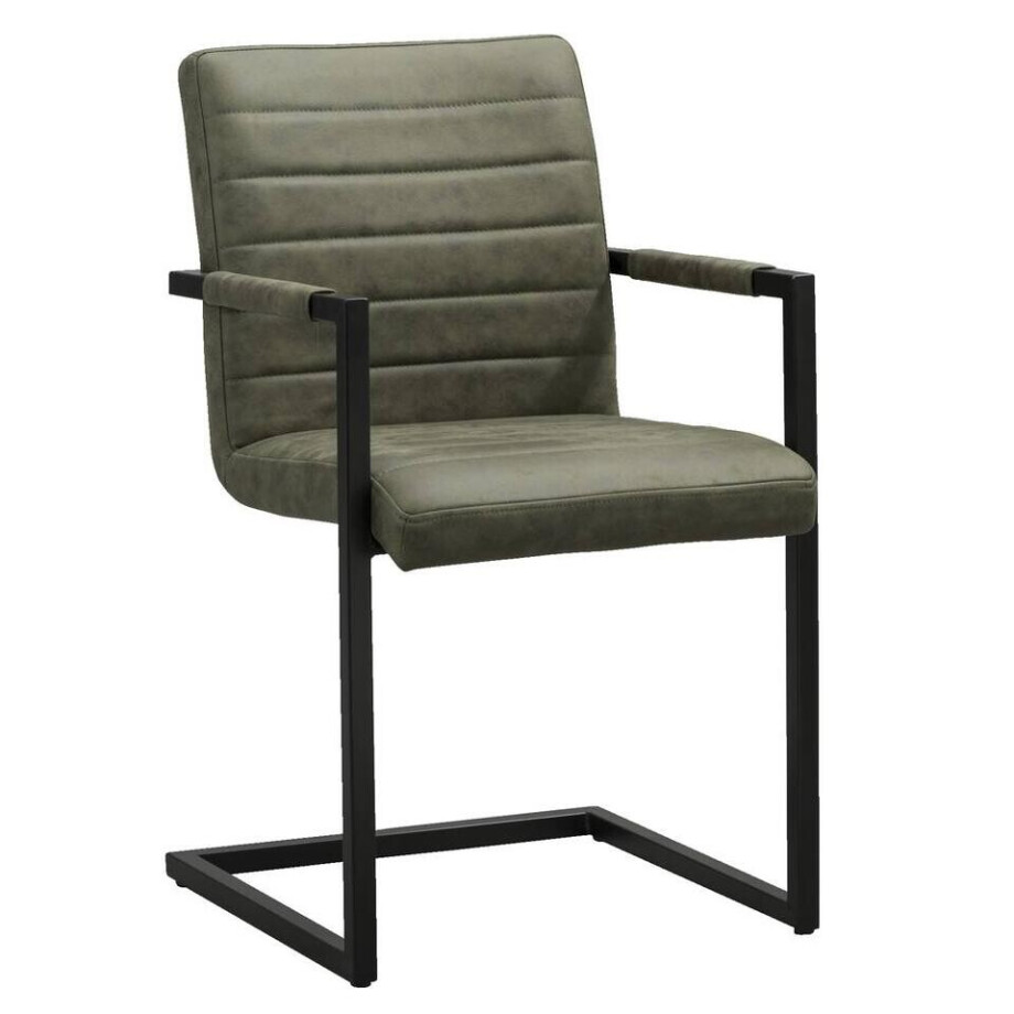 2e Halve Prijs Leen Bakker - Eetkamerstoel Lizzy - Met Armleuningen - Polyester - Groen 2e Halve Prijs Leen Bakker - Eetkamerstoel Lizzy - Met Armleuningen - Polyester - Groen afbeelding 1