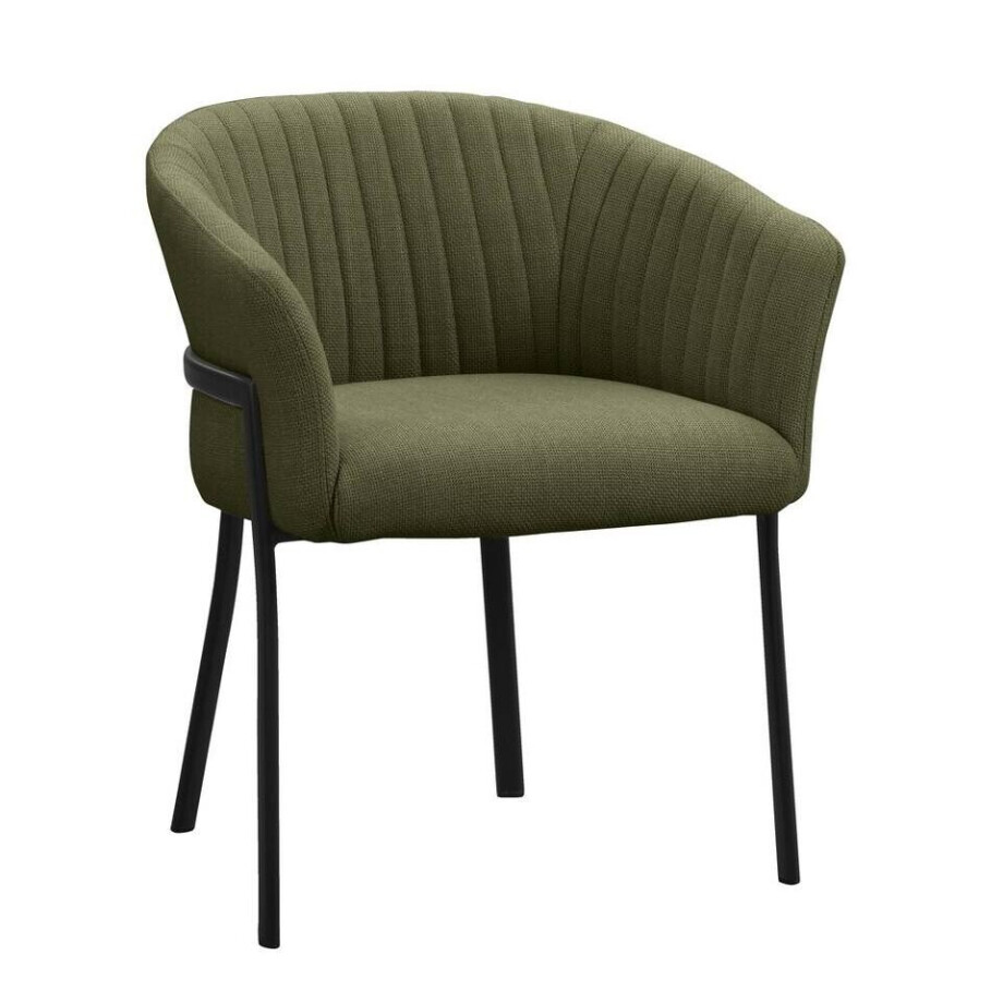 Leen Bakker - Eetkamerstoel Luigi - - Stof - Groen - 60x63x73 Cm Leen Bakker - Eetkamerstoel Luigi - - Stof - Groen - 60x63x73 Cm afbeelding 1