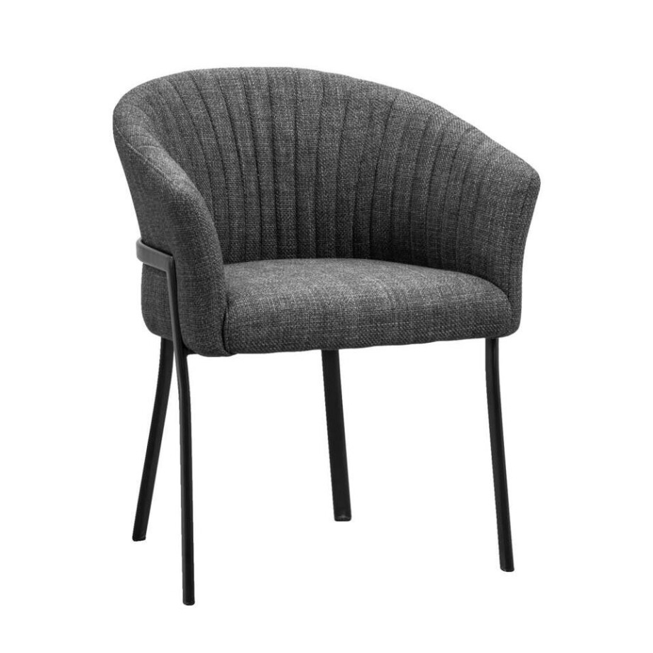 2e Halve Prijs Leen Bakker - Eetkamerstoel Luigi - Stof - Antraciet - Polyester - Grijs - 59.5x63x77.5 Cm afbeelding 1