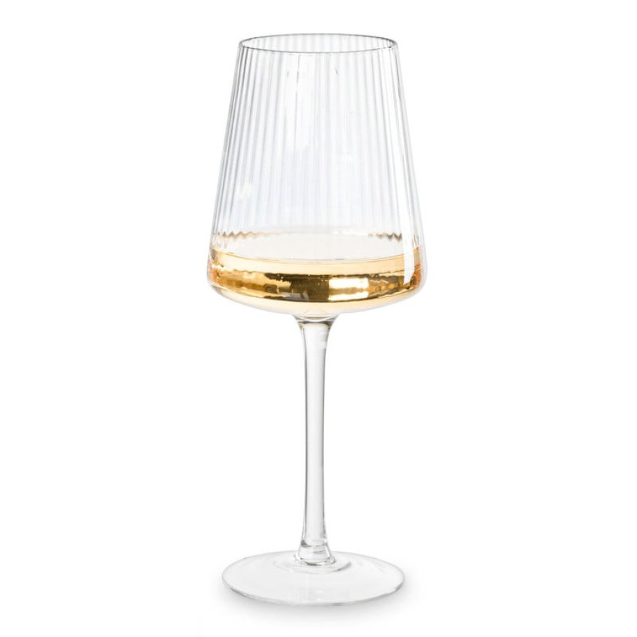 Wijnglas ribbel groot - glas - 400 ml afbeelding 1