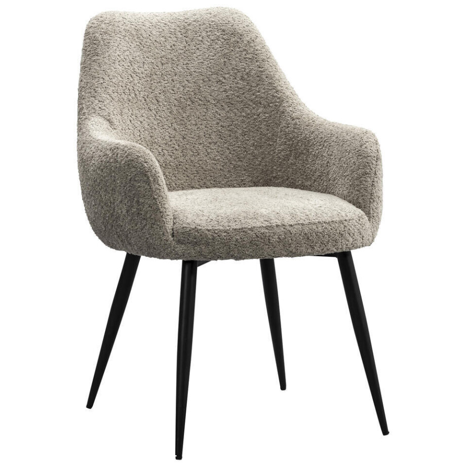 2e Halve Prijs Leen Bakker - Eetkamerstoel Noah - Beige - Polyester - Beige#Taupe - 66.5x61x83.5 Cm afbeelding 1