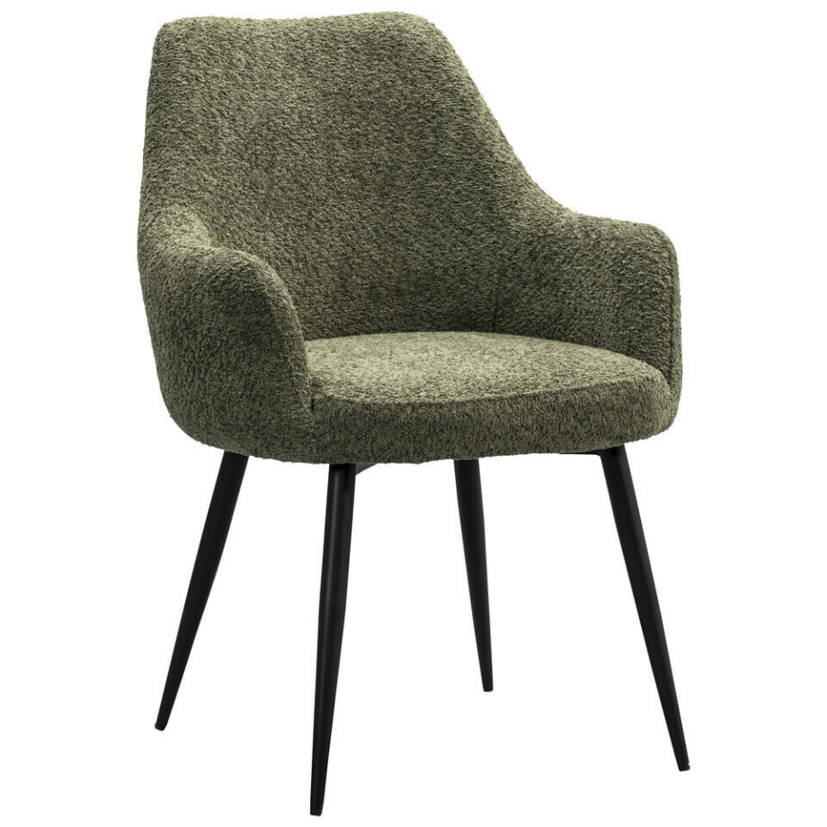 2e Halve Prijs Leen Bakker - Eetkamerstoel Noah - Polyester - Groen - 66.5x61x83.5 Cm afbeelding 1