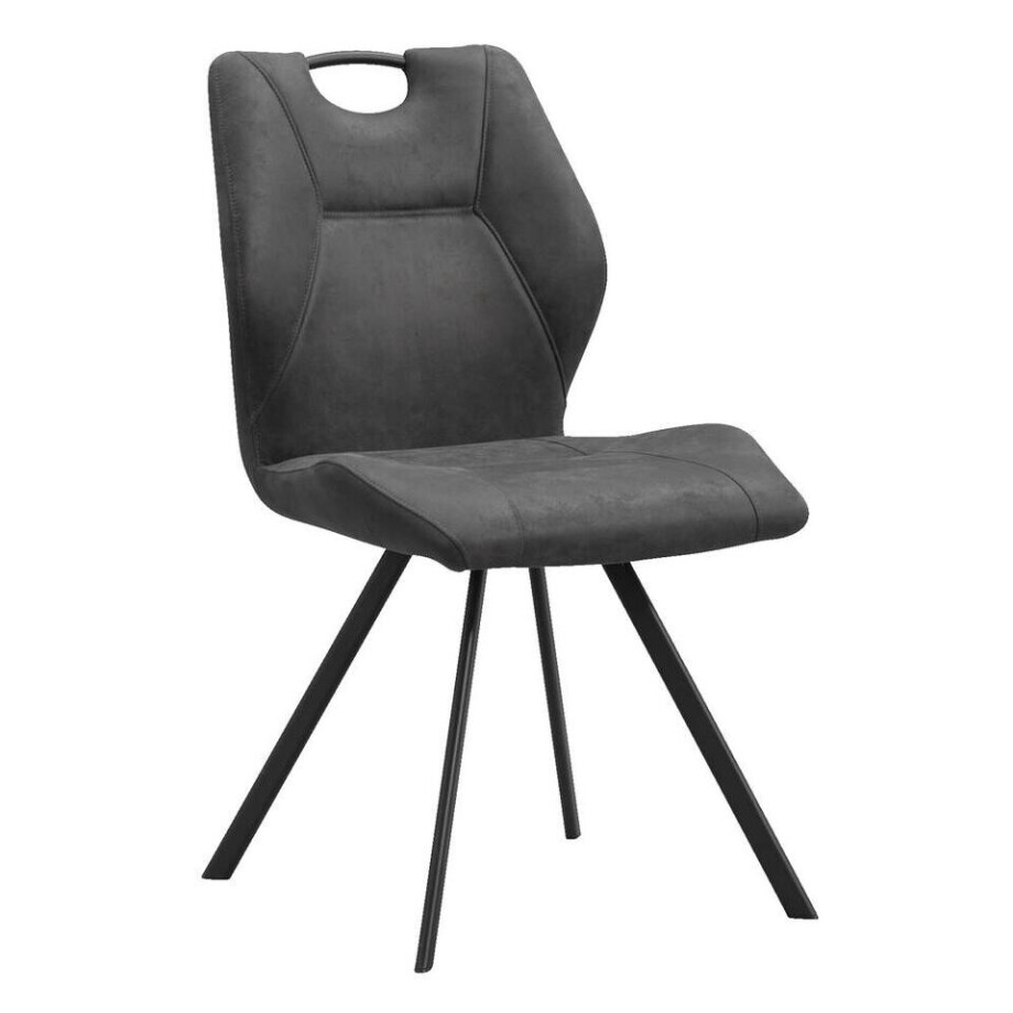 Leen Bakker - Eetkamerstoel Jesse - Antraciet - Stof/Lederlook - Grijs - 63x52x93 Cm Leen Bakker - Eetkamerstoel Jesse - Antraciet - Stof/Lederlook - Grijs - 63x52x93 Cm afbeelding 1