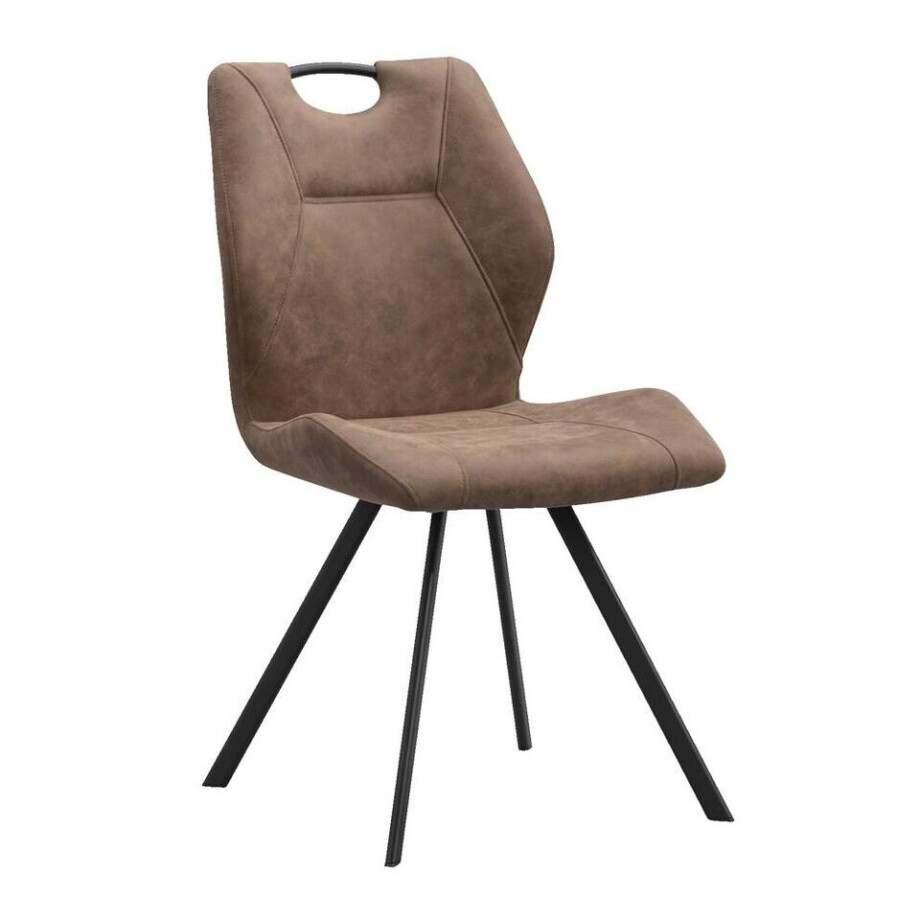 Leen Bakker - Eetkamerstoel Jesse - Cognac - Stof/Kunstleder - Bruin - 63x52x93 Cm afbeelding 1