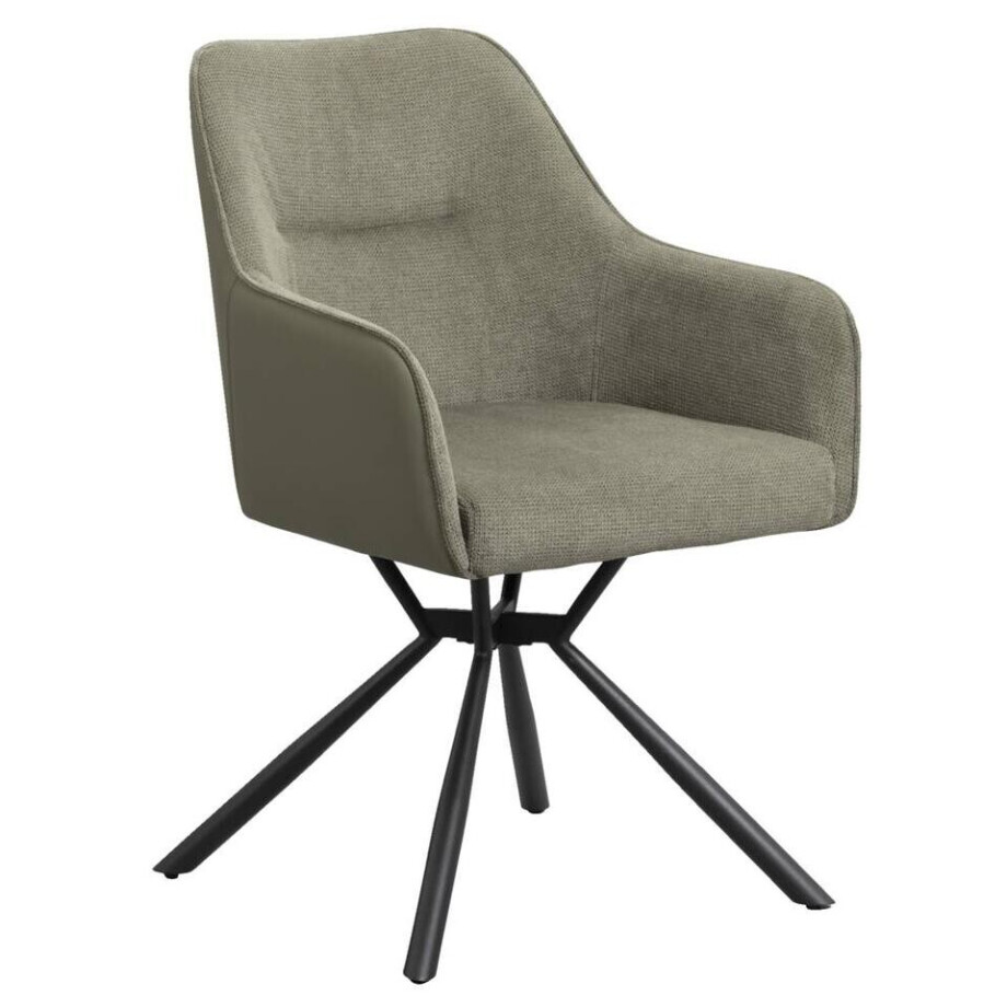 Leen Bakker - Eetkamerstoel Saar - Stof - Groen - 62.5x58x88 Cm Leen Bakker - Eetkamerstoel Saar - Stof - Groen - 62.5x58x88 Cm afbeelding 1