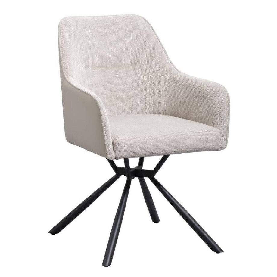 Leen Bakker - Eetkamerstoel Saar - Stof - Beige - 62.5x58x88 Cm Leen Bakker - Eetkamerstoel Saar - Stof - Beige - 62.5x58x88 Cm afbeelding 1