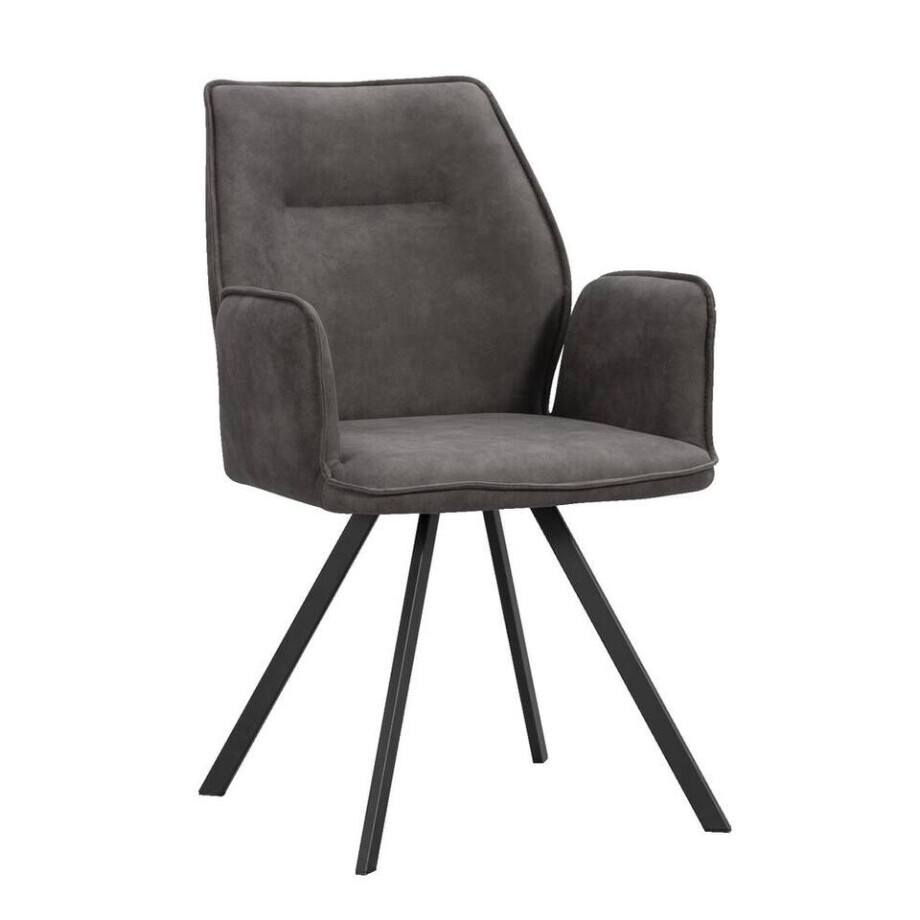 2e Halve Prijs Leen Bakker - Eetkamerstoel Raffy - Antraciet - Stof - Grijs - 63x58x92 Cm 2e Halve Prijs Leen Bakker - Eetkamerstoel Raffy - Antraciet - Stof - Grijs - 63x58x92 Cm afbeelding 1