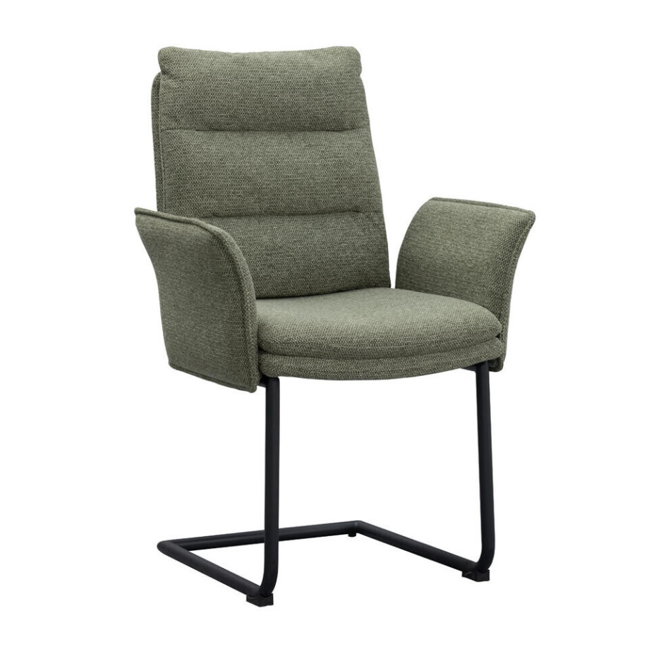 2e Halve Prijs Leen Bakker - Eetkamerstoel Evi - Stof - Groen - 64x64.5x97 Cm afbeelding 1