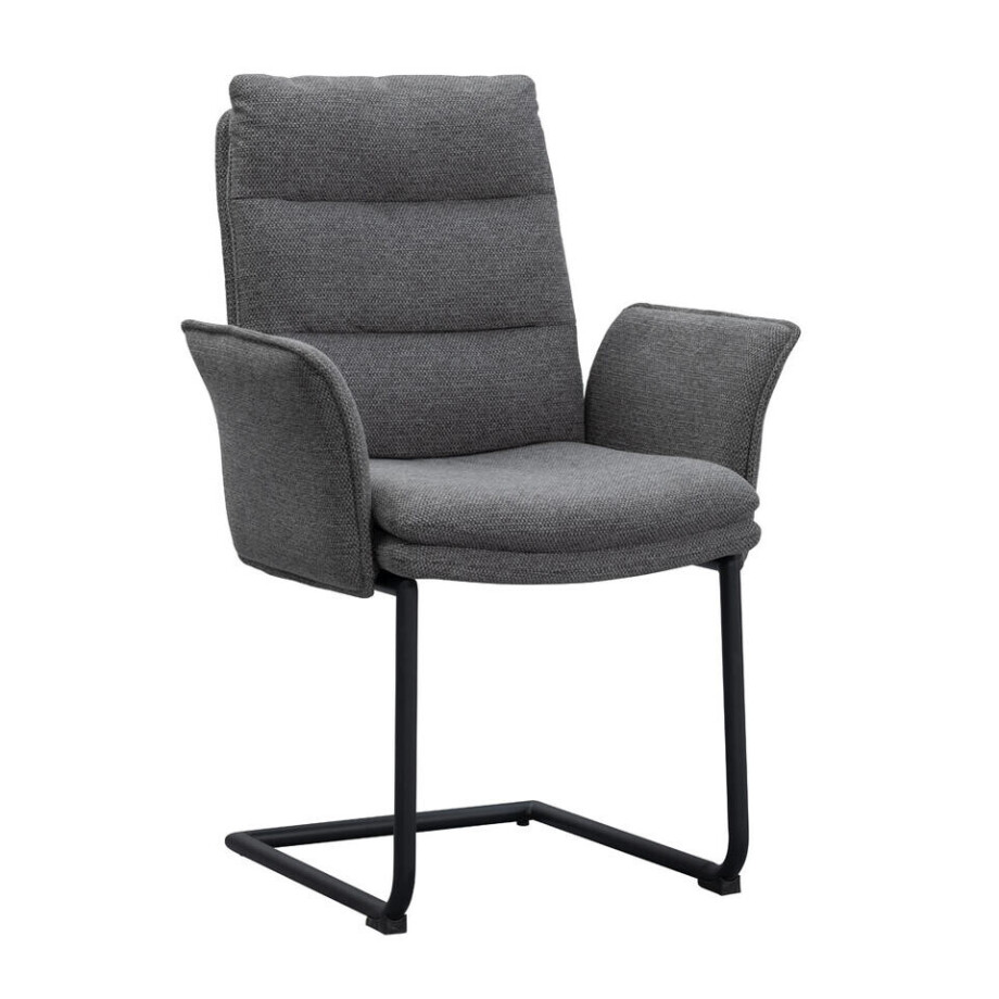 2e Halve Prijs Leen Bakker - Eetkamerstoel Evi - Antraciet - Stof - Grijs - 64x64.5x97 Cm afbeelding 1