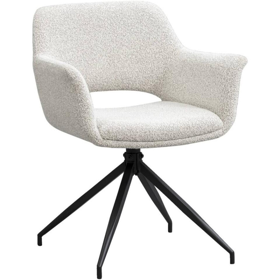 2e Halve Prijs Leen Bakker - Eetkamerstoel Belle - - Stof - Crème - 62x60x83 Cm afbeelding 1