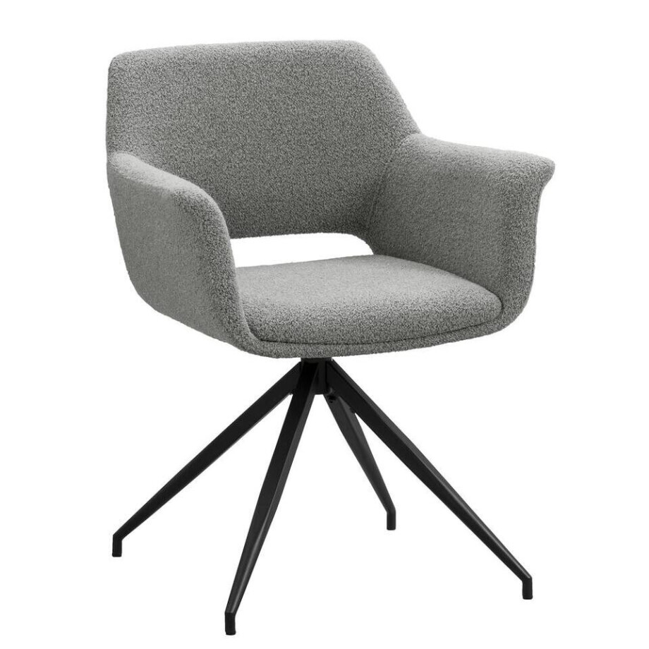 Leen Bakker - Eetkamerstoel Belle - Stof - Metaal/Stof - Grijs - 61x62x82 Cm Leen Bakker - Eetkamerstoel Belle - Stof - Metaal/Stof - Grijs - 61x62x82 Cm afbeelding 1