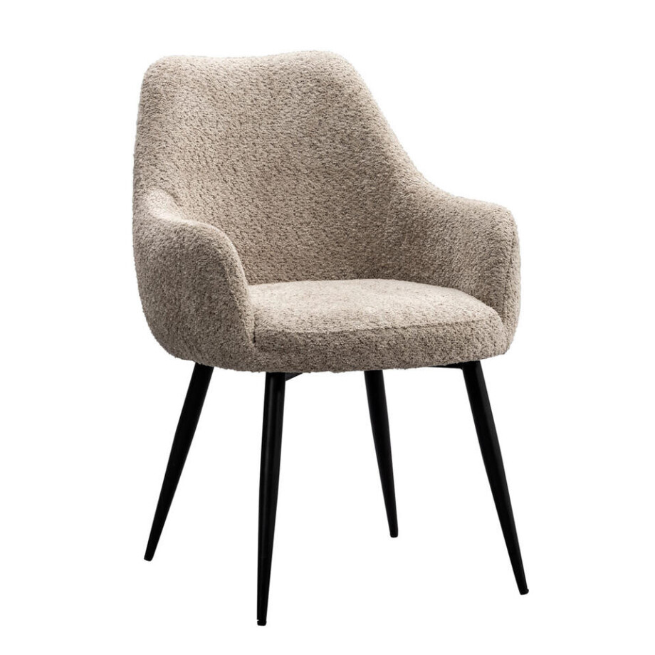 Leen Bakker - Eetkamerstoel Noah - Beige - Polyester - Taupe - 66.5x61x83.5 Cm Leen Bakker - Eetkamerstoel Noah - Beige - Polyester - Taupe - 66.5x61x83.5 Cm afbeelding 1