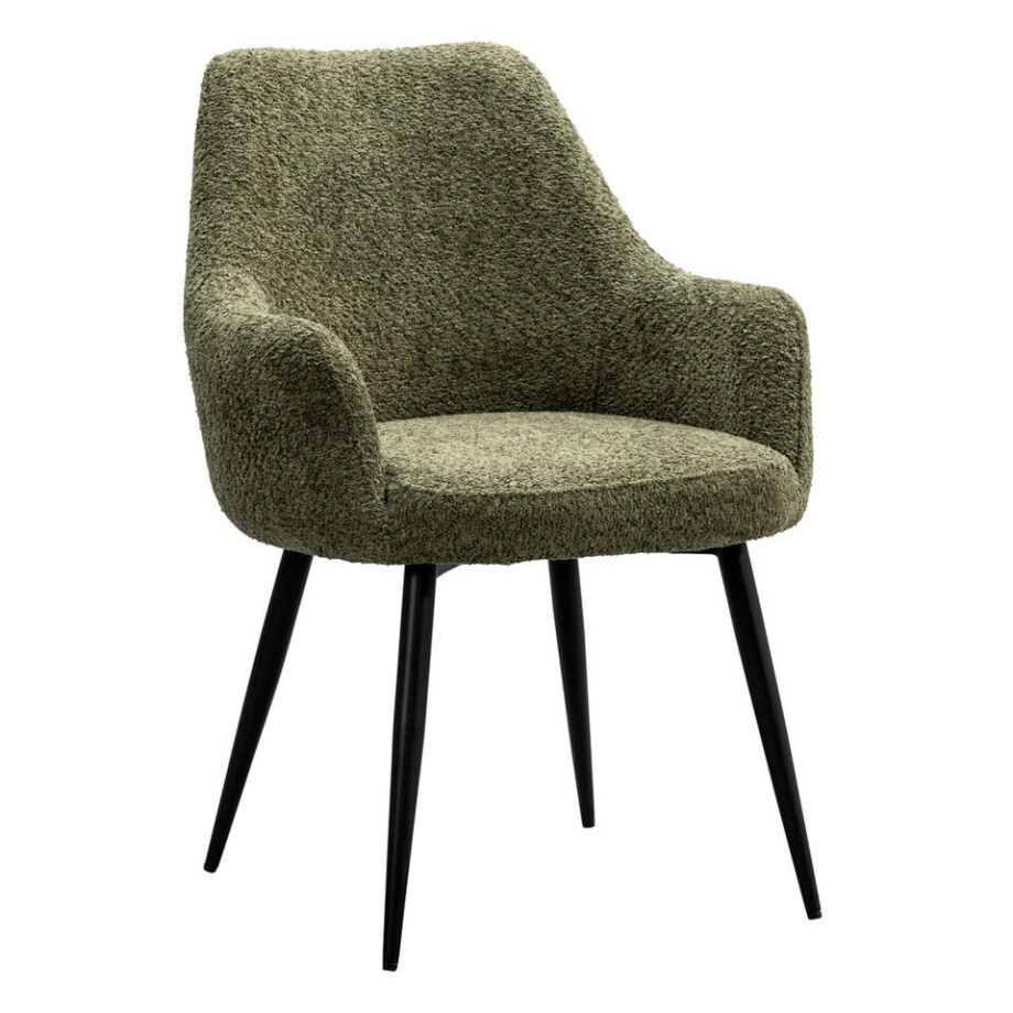 Leen Bakker - Eetkamerstoel Noah - Polyester - Groen - 66.5x61x83.5 Cm Leen Bakker - Eetkamerstoel Noah - Polyester - Groen - 66.5x61x83.5 Cm afbeelding 1