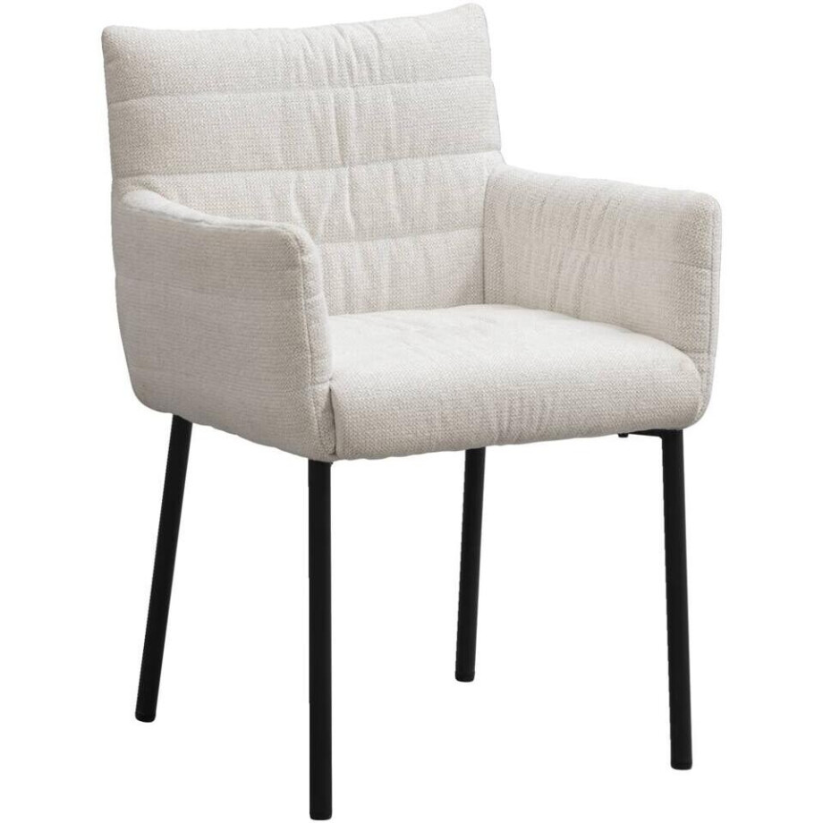 2e Halve Prijs Leen Bakker - Eetkamerstoel Mees - Stof - Crème - 60.5x62x86.5 Cm afbeelding 1