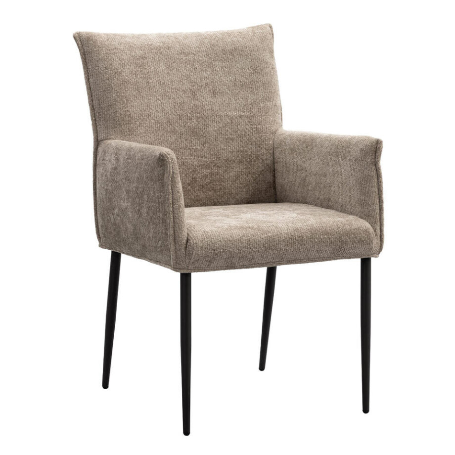 Leen Bakker - Eetkamerstoel Teun - Stof - Beige - 58.5x64x91.5 Cm Leen Bakker - Eetkamerstoel Teun - Stof - Beige - 58.5x64x91.5 Cm afbeelding 1