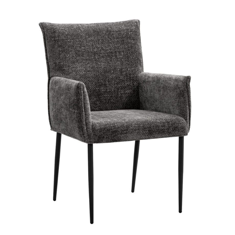 Leen Bakker - Eetkamerstoel Teun - Antraciet - Stof - Grijs - 58.5x64x91.5 Cm Leen Bakker - Eetkamerstoel Teun - Antraciet - Stof - Grijs - 58.5x64x91.5 Cm afbeelding 1