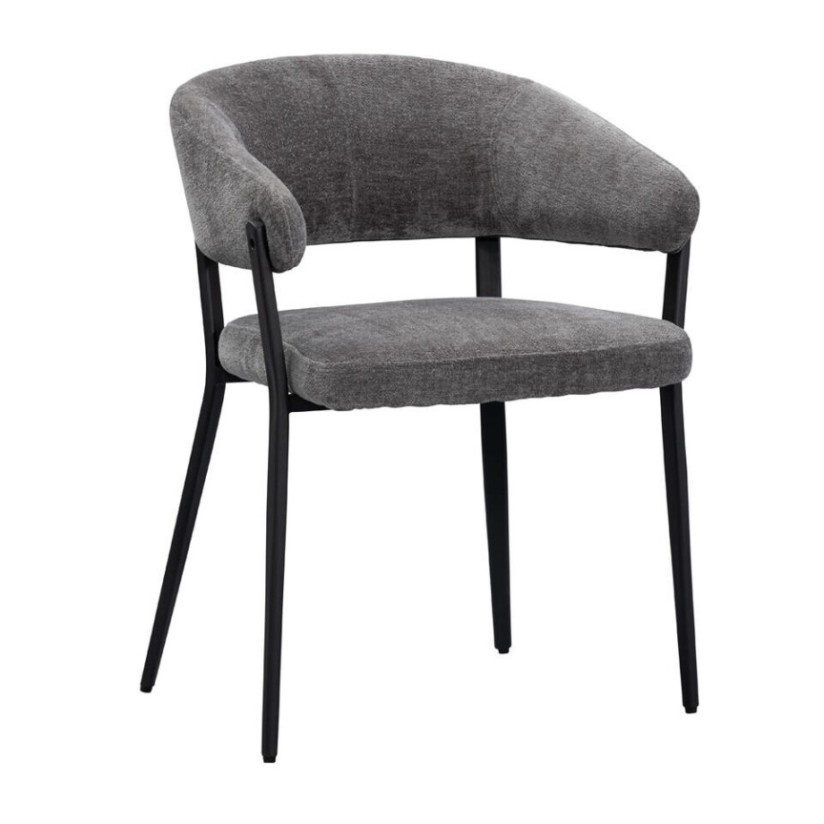 Leen Bakker - Eetkamerstoel Liv - Antraciet - Stof - Grijs - 58x59x77 Cm Leen Bakker - Eetkamerstoel Liv - Antraciet - Stof - Grijs - 58x59x77 Cm afbeelding 1