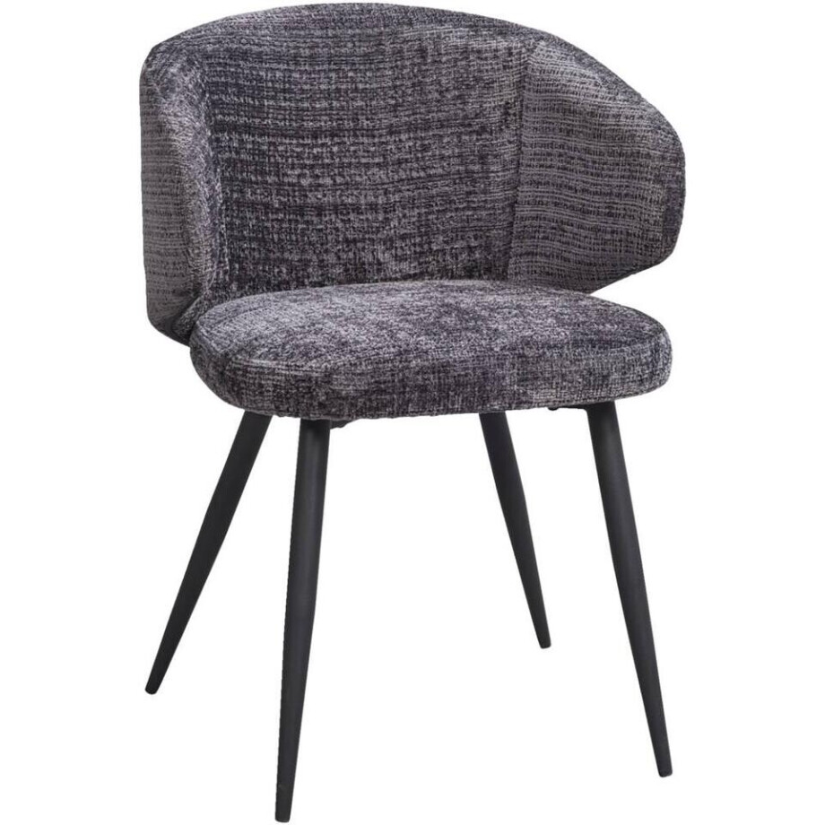 Leen Bakker - Eetkamerstoel Demi - Antraciet - Stof - Grijs - 57x57x78 Cm afbeelding 1