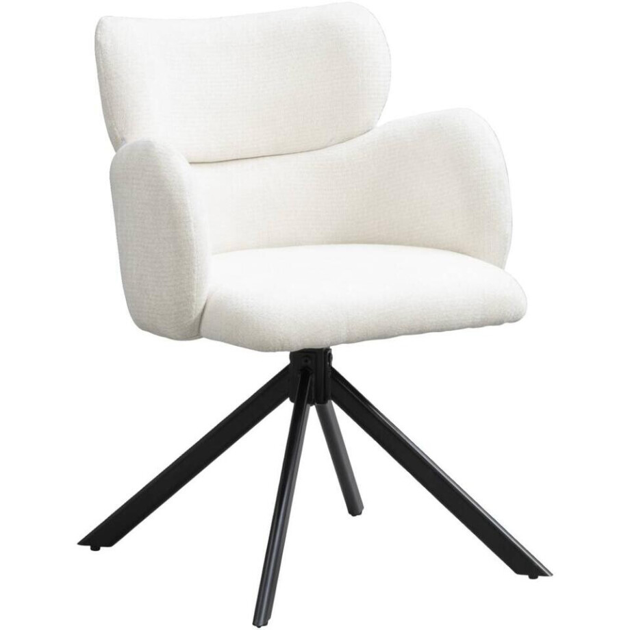 2e Halve Prijs Leen Bakker - Eetkamerstoel Coco - Stof - Crème - 63x61x87 Cm afbeelding 1