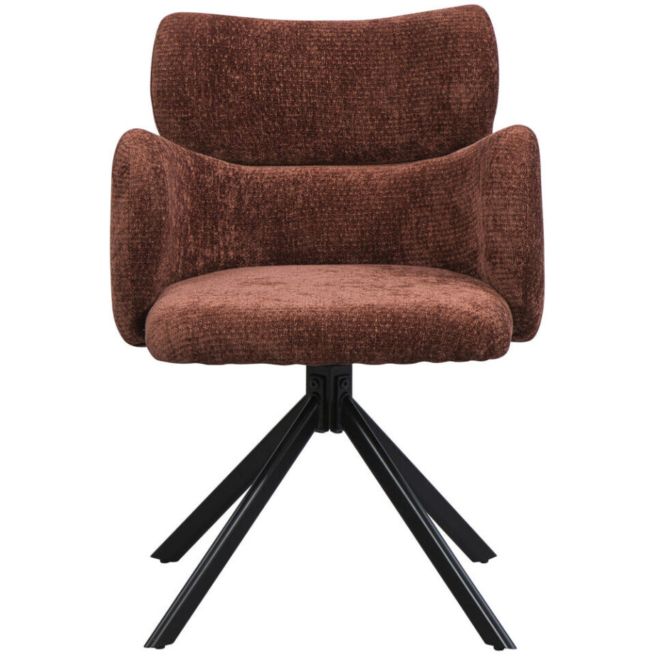 Leen Bakker - Eetkamerstoel Coco - Wijn - Stof - Rood - 62x60x83 Cm afbeelding 1