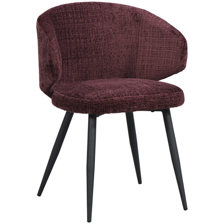 2e Halve Prijs Leen Bakker - Eetkamerstoel Demi - Wijn - Stof - Rood - 57x57x79 Cm afbeelding 1