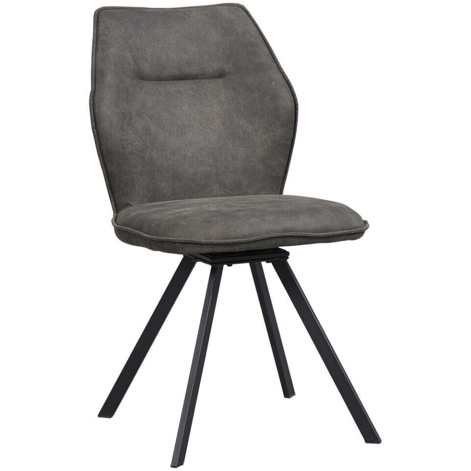 2e Halve Prijs Leen Bakker - Eetkamerstoel Raffy - Antraciet - Stof - Grijs - 50x60x90 Cm afbeelding 1