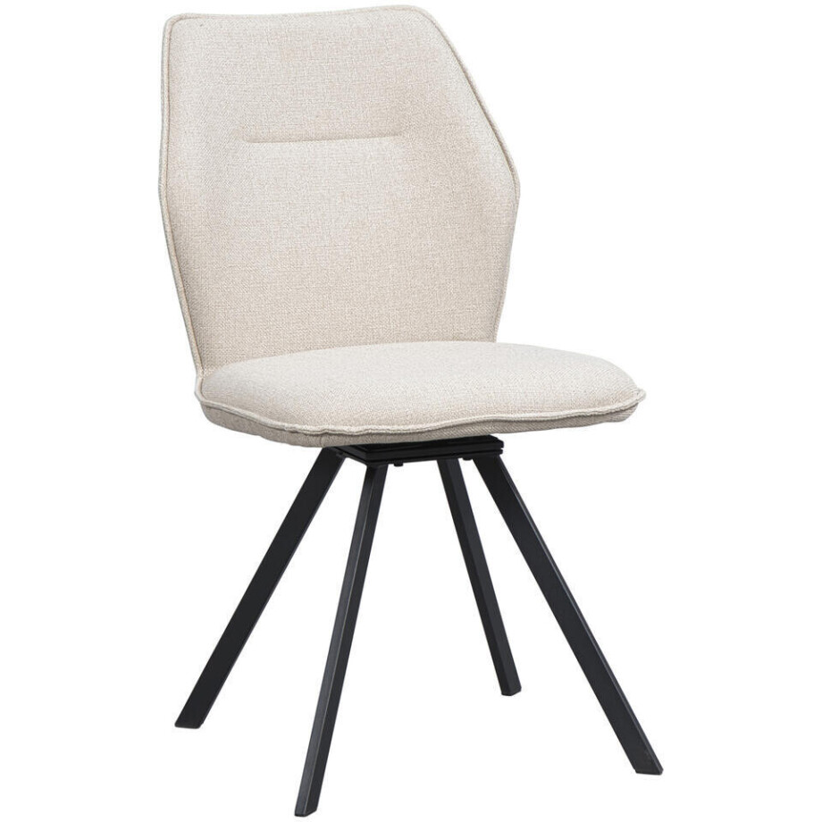 2e Halve Prijs Leen Bakker - Eetkamerstoel Raffy - - Stof - Beige - 50x60x90 Cm afbeelding 1