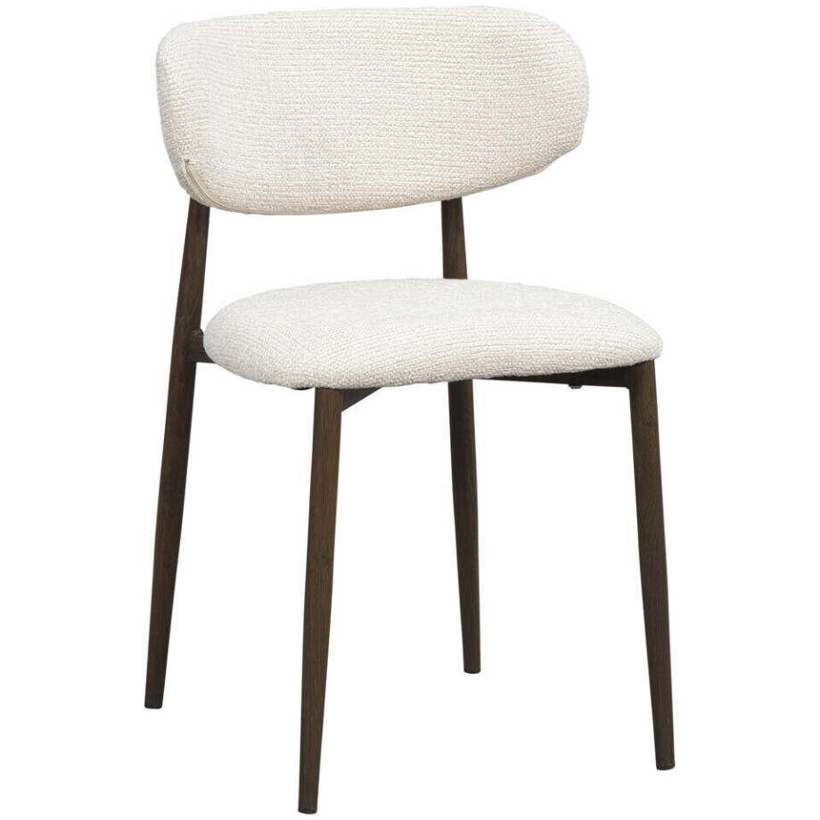 2e Halve Prijs Leen Bakker - Eetkamerstoel Tibor - Stof/Metaal - Crème - 50x44x75 Cm afbeelding 1