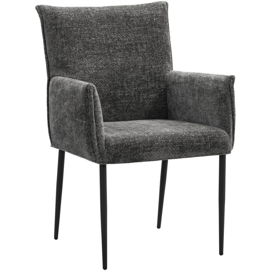 Leen Bakker - Eetkamerstoel Teun - Antraciet - Stof - Grijs - 58.5x64x91.5 Cm afbeelding 1