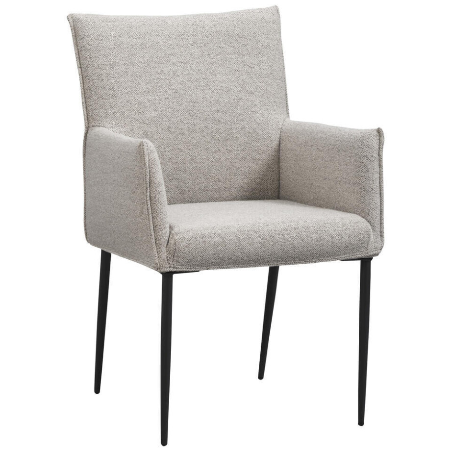 Leen Bakker - Eetkamerstoel Teun - Lichgtrijs - Stof - Grijs - 58.5x64x91.5 Cm afbeelding 1