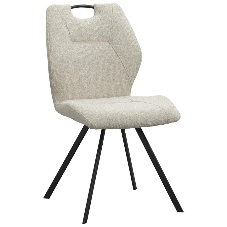 Leen Bakker - Eetkamerstoel Jesse - Bouclé - Zand - Stof - Beige - 63x52x93 Cm afbeelding 1