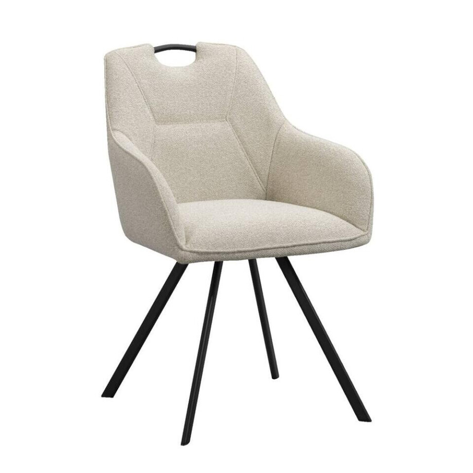 Leen Bakker - Eetkamerstoel Jesse Met Armleuning - Bouclé - Zand - Teddy/Stof - Beige - 63x57x88 Cm Leen Bakker - Eetkamerstoel Jesse Met Armleuning - Bouclé - Zand - Teddy/Stof - Beige - 63x57x88 Cm afbeelding 1