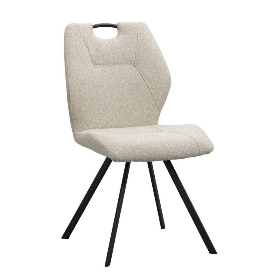 Leen Bakker - Eetkamerstoel Jesse - Bouclé - Zand - Stof - Beige - 63x52x93 Cm afbeelding 1