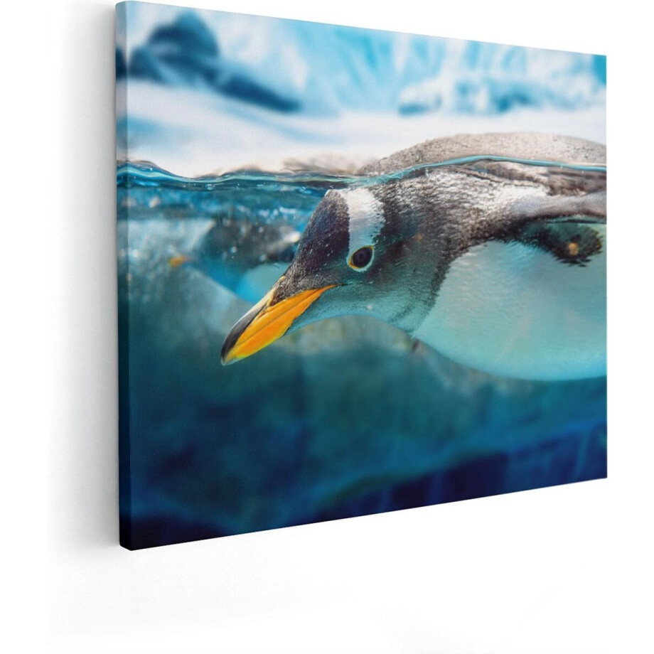 Artaza Canvas Schilderij Pinguïn - 100x80 cm - Groot - Wanddecoratie Dieren - Muurdecoratie Zee - Schilderijen Op Canvas afbeelding 1