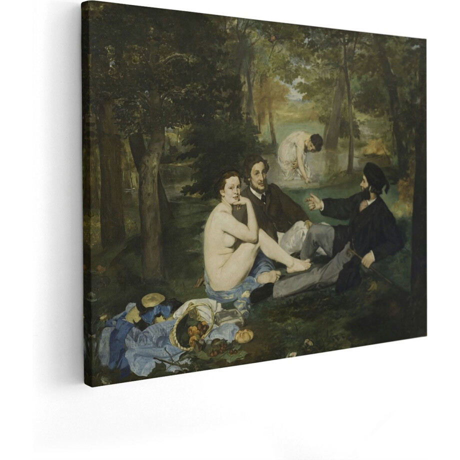 Artaza Canvas Schilderij Middagmaaltijd op het Gras - Édouard Manet - 100x80 - Groot - Kunst - Wanddecoratie Woonkamer Artaza Canvas Schilderij Middagmaaltijd op het Gras - Édouard Manet - 100x80 - Groot - Kunst - Wanddecoratie Woonkamer afbeelding 1