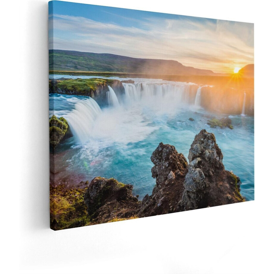 Artaza Canvas Schilderij Landschap IJsland - 50x40 cm - Wanddecoratie Waterval - Muurdecoratie Zon - Schilderijen Op Canvas Natuur Artaza Canvas Schilderij Landschap IJsland - 50x40 cm - Wanddecoratie Waterval - Muurdecoratie Zon - Schilderijen Op Canvas Natuur afbeelding 1