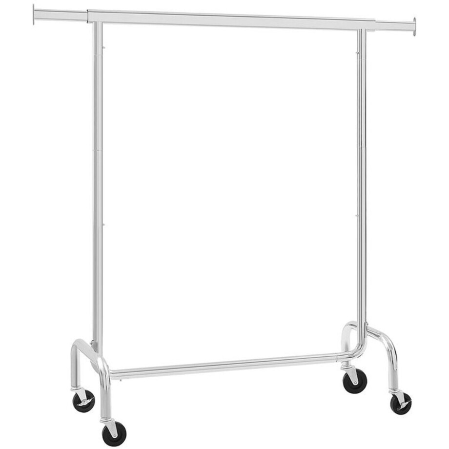 Songmics Serie - Chromen Kledingrek - Verstelbare Stang - Versterkte Wielen - Stabiele Constructie Songmics Serie - Chromen Kledingrek - Verstelbare Stang - Versterkte Wielen - Stabiele Constructie afbeelding 1