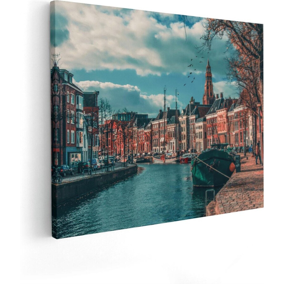 Artaza Canvas Schilderij Stad - 50x40 cm - Wanddecoratie Groningen - Muurdecoratie Boot - Kamer Accessoires Artaza Canvas Schilderij Stad - 50x40 cm - Wanddecoratie Groningen - Muurdecoratie Boot - Kamer Accessoires afbeelding 1
