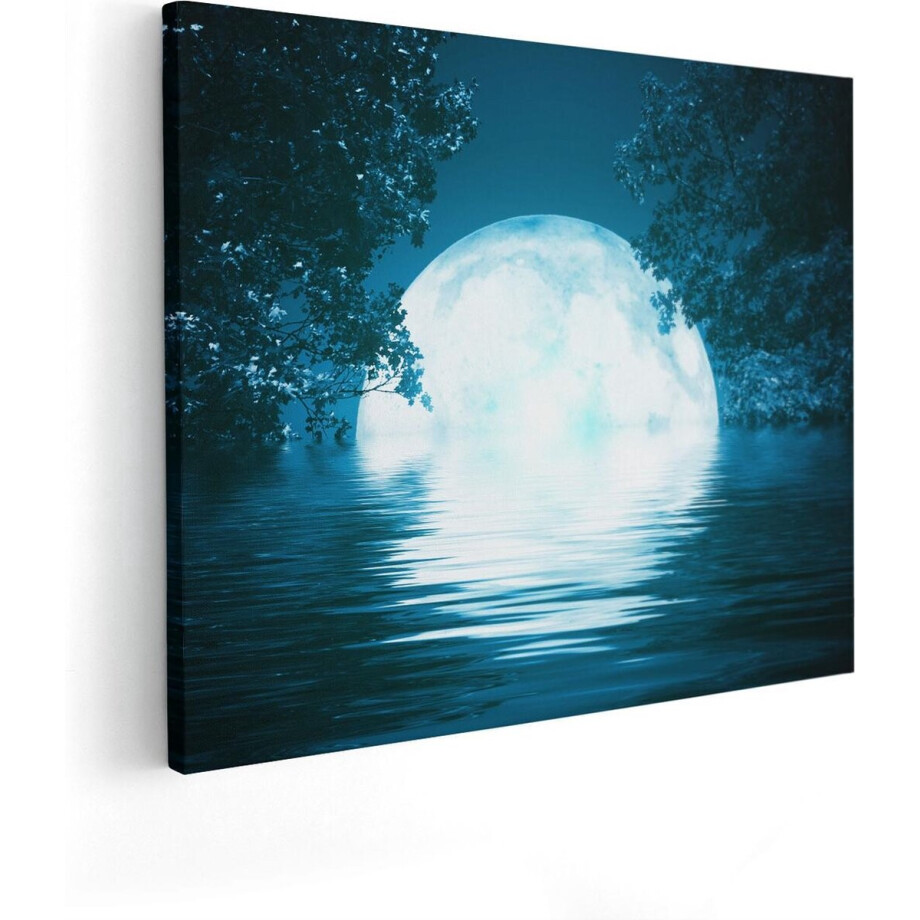 Artaza Canvas Schilderij Volle Maan in het Water - 100x80 - Groot - Foto Op Canvas - Canvas Print Artaza Canvas Schilderij Volle Maan in het Water - 100x80 - Groot - Foto Op Canvas - Canvas Print afbeelding 1